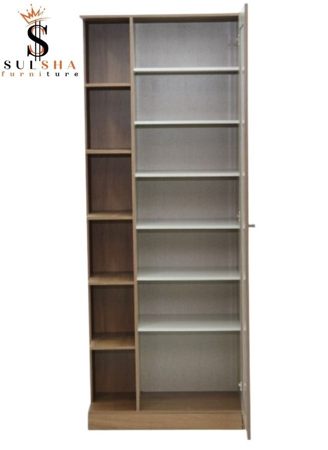 SULSHA - Modern Wooden Wardrobe Cupboard with Shelf and Mirror - Image 1