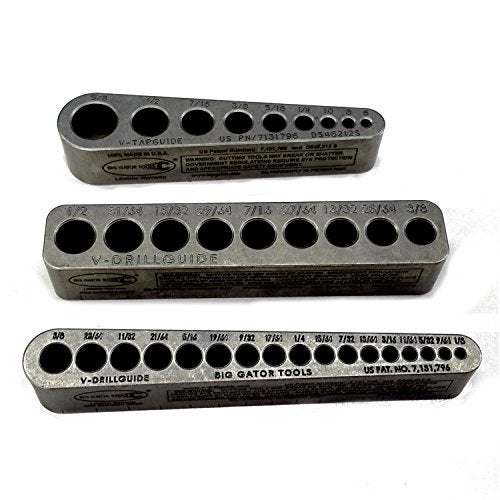 Big Gator Tools STD Series 3PC V-Drill Guide w/35 SAE Hole Sizes 1/8" - 5/8" 3PC Set - Image 1