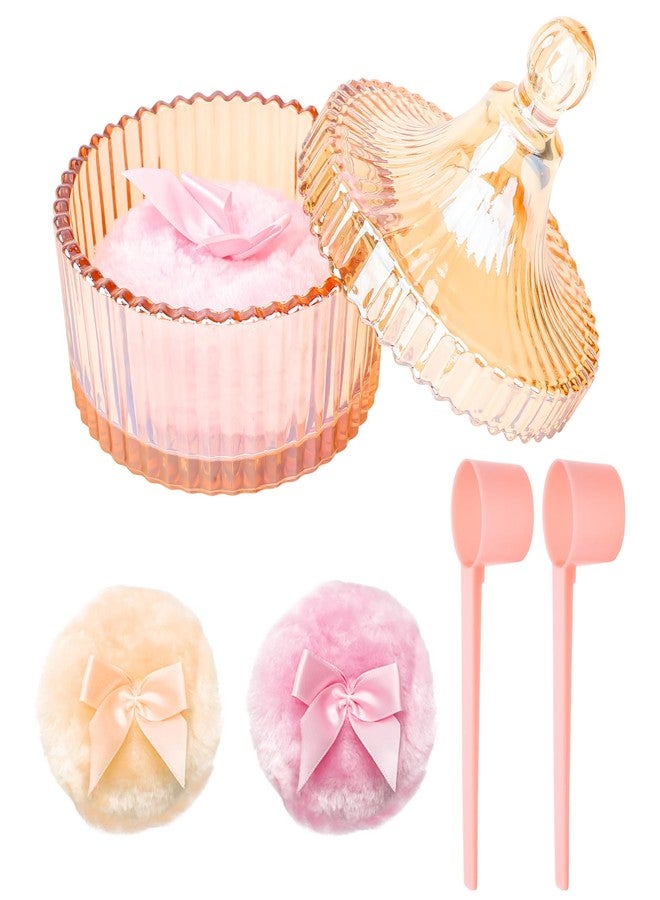 Coolrunner 5PCS Body Powder Puff and Container, Coolrunner Crystal Clear Powder Container with Powder Spoon, Dusting Powder with Puff for Women, Washable Reusable - Image 1