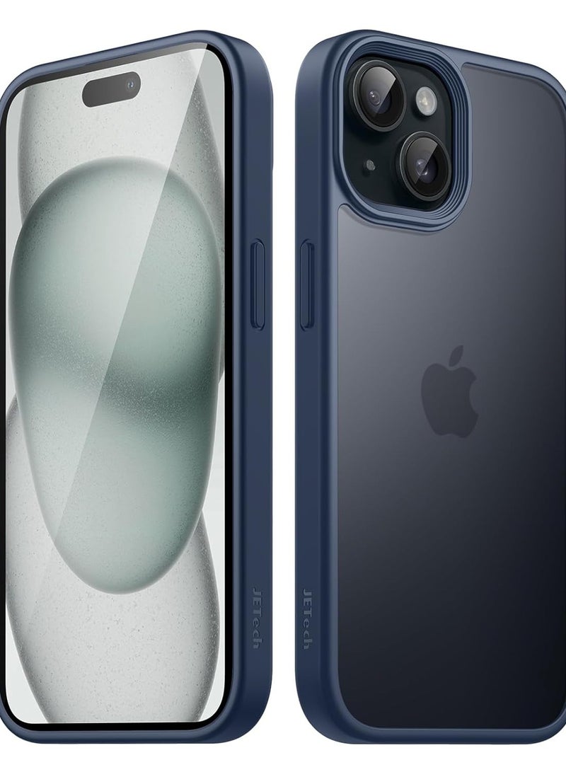 جي تيك حافظة JETech غير لامعة لهاتف iPhone 15 مقاس 6.1 بوصة، حماية من السقوط بدرجة عسكرية مقاومة للصدمات، غطاء هاتف خلفي شفاف بلوري، مضاد لبصمات الأصابع (أزرق عاصف) - Image 1