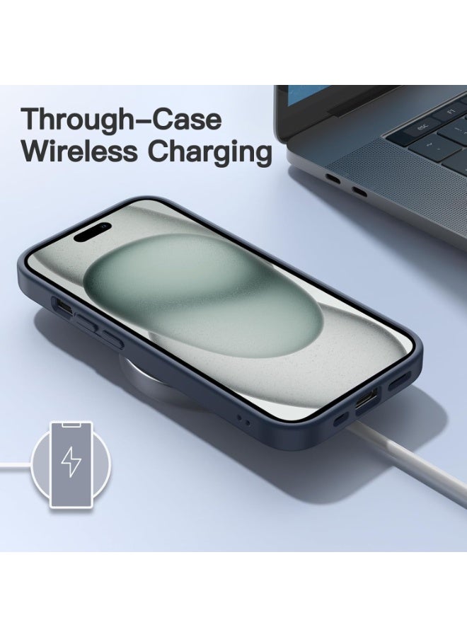 جي تيك حافظة JETech غير لامعة لهاتف iPhone 15 مقاس 6.1 بوصة، حماية من السقوط بدرجة عسكرية مقاومة للصدمات، غطاء هاتف خلفي شفاف بلوري، مضاد لبصمات الأصابع (أزرق عاصف) - Image 2