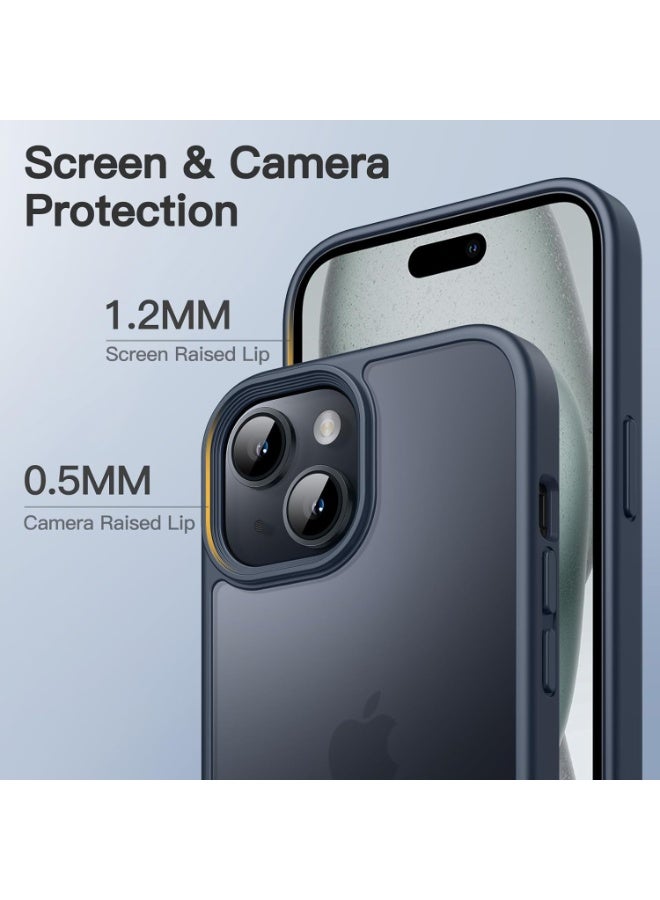 جي تيك حافظة JETech غير لامعة لهاتف iPhone 15 مقاس 6.1 بوصة، حماية من السقوط بدرجة عسكرية مقاومة للصدمات، غطاء هاتف خلفي شفاف بلوري، مضاد لبصمات الأصابع (أزرق عاصف) - Image 3