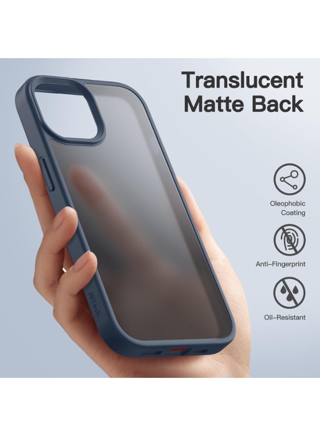 جي تيك حافظة JETech غير لامعة لهاتف iPhone 15 مقاس 6.1 بوصة، حماية من السقوط بدرجة عسكرية مقاومة للصدمات، غطاء هاتف خلفي شفاف بلوري، مضاد لبصمات الأصابع (أزرق عاصف) - Image 4
