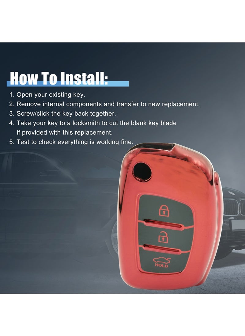ماركة غير محددة - حافظة مفتاح لجهاز التحكم عن بعد لسيارة Hyundai Accent - غطاء مفتاح بـ 3 أزرار، تغطية كاملة للأزرار 360 درجة، مقاوم للصدمات، خفيف الوزن، مناسب تمامًا - Image 1