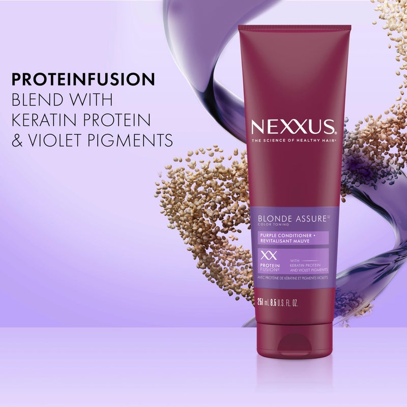 Nexxus بلسم نيكسيز للشعر الملون بلوند أسيور بنفسجي، كيراتين، للشعر الأشقر والمصبوغ، لون 8.5 أونصة - Image 4