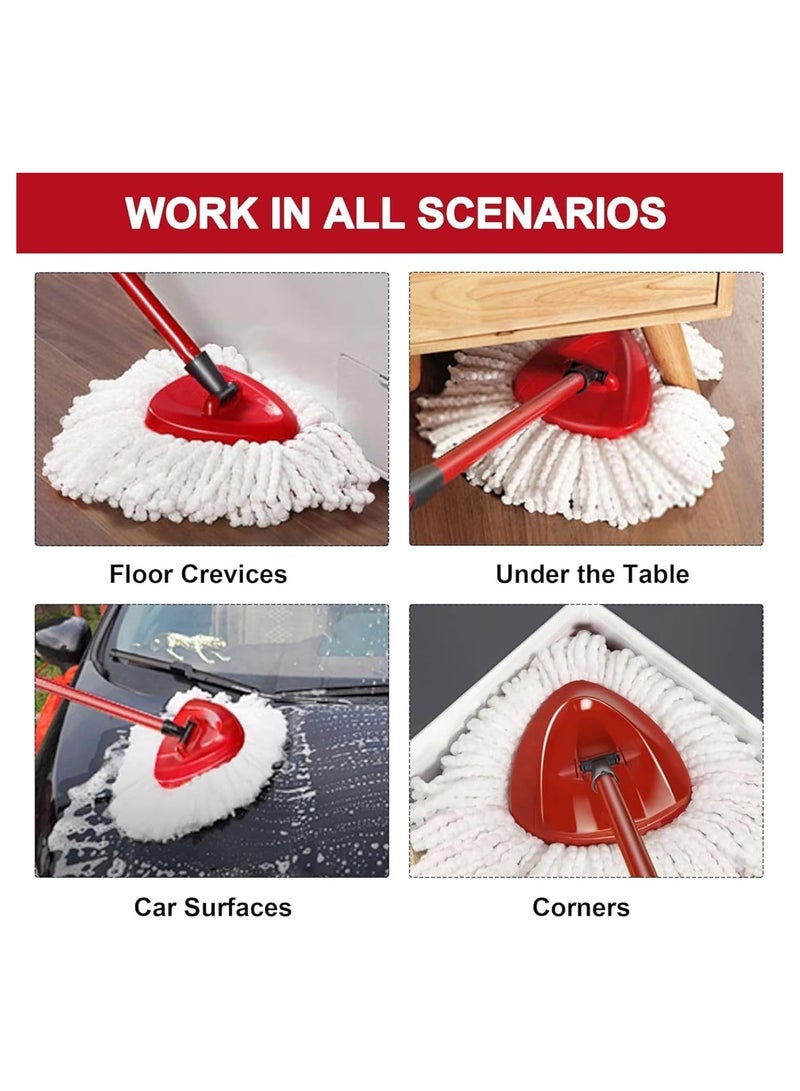 Replacement spin mop head, easy twist spin mop and bucket system, dust mop head replacement, for floor cleaning, triangular (4 pieces) (white) - Image 4
