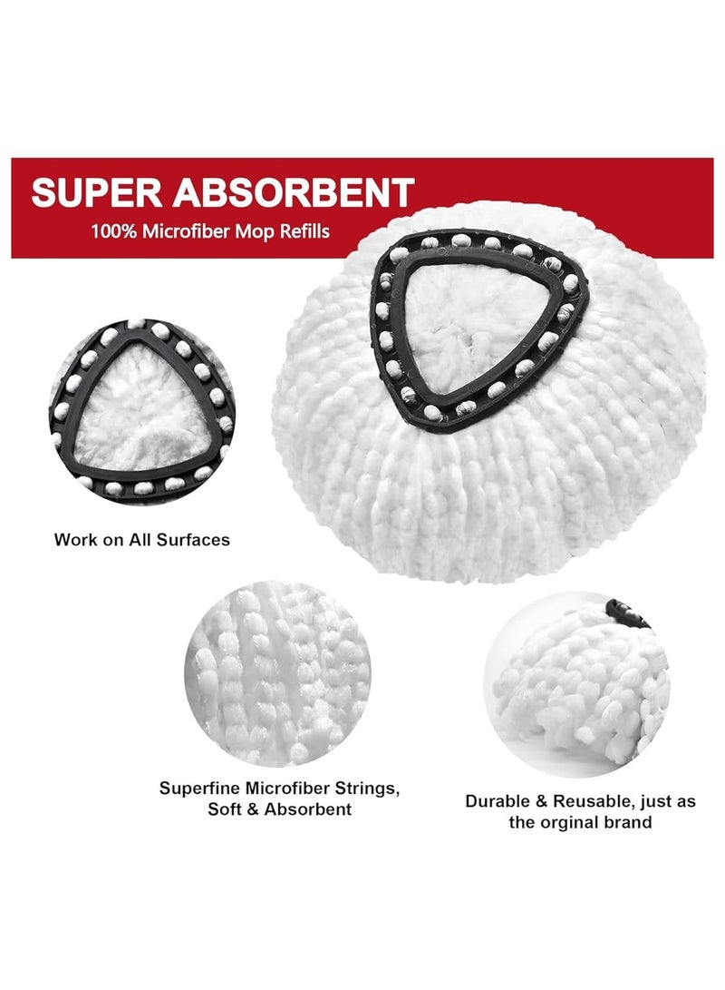 Replacement spin mop head, easy twist spin mop and bucket system, dust mop head replacement, for floor cleaning, triangular (4 pieces) (white) - Image 2