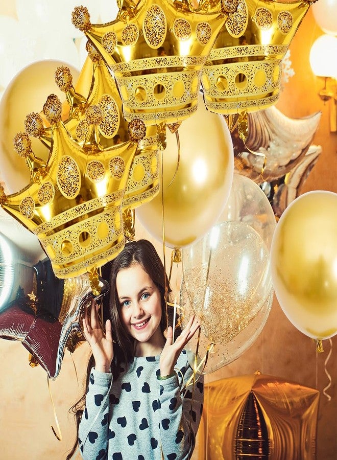 Vuzvuv 4 Pcs Crown Balloons 24 Inch Gold Crown Shaped Foil Mylar Balloons for Anniversary,Baby Shower,Wedding,Girls Birthday Decorations - Image 4