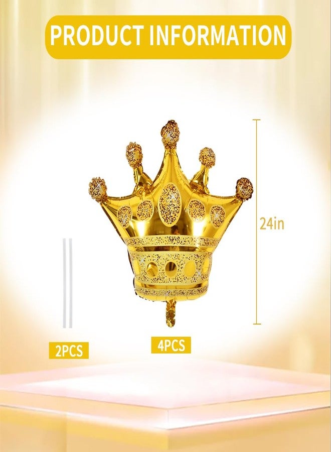 Vuzvuv 4 Pcs Crown Balloons 24 Inch Gold Crown Shaped Foil Mylar Balloons for Anniversary,Baby Shower,Wedding,Girls Birthday Decorations - Image 2