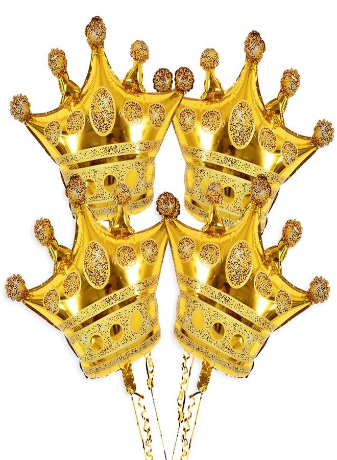 Vuzvuv 4 Pcs Crown Balloons 24 Inch Gold Crown Shaped Foil Mylar Balloons for Anniversary,Baby Shower,Wedding,Girls Birthday Decorations - Image 1