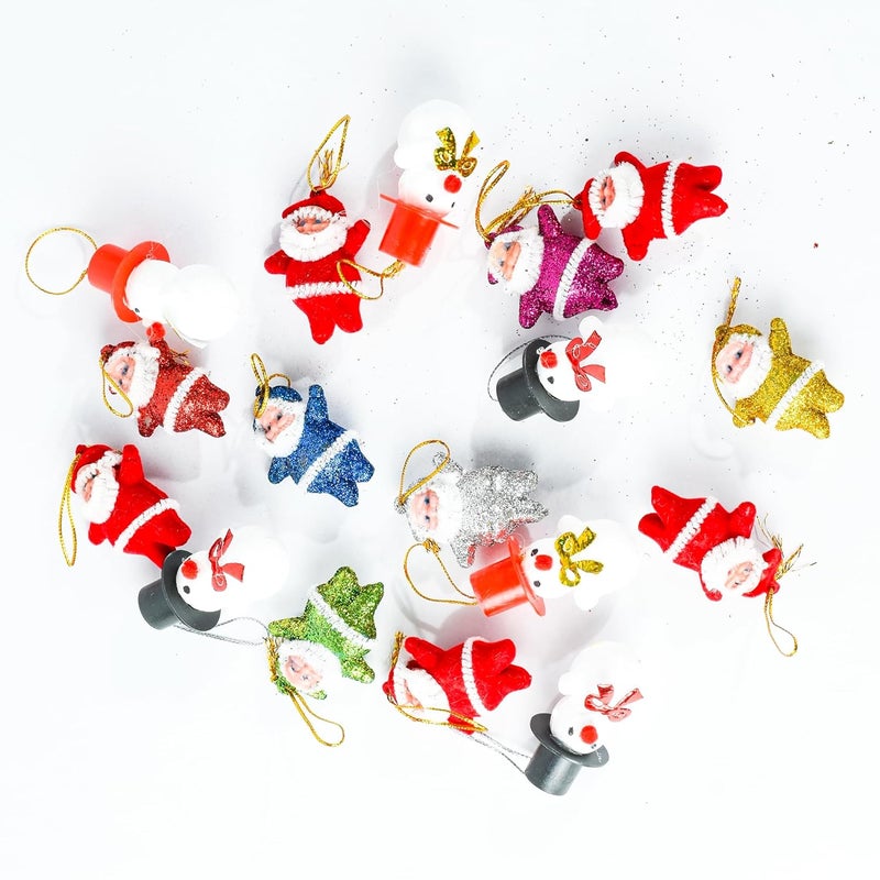 Homynest Homynest Christmas Xmas Deco 3 Santa 6 Glittery Santa 6 Snowman Item Christmas Tree Decoration Ornaments Party Props Items Home Office - Image 1