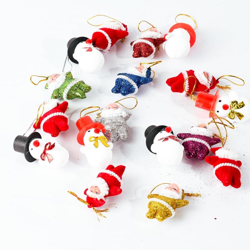 Homynest Homynest Christmas Xmas Deco 3 Santa 6 Glittery Santa 6 Snowman Item Christmas Tree Decoration Ornaments Party Props Items Home Office - Image 3