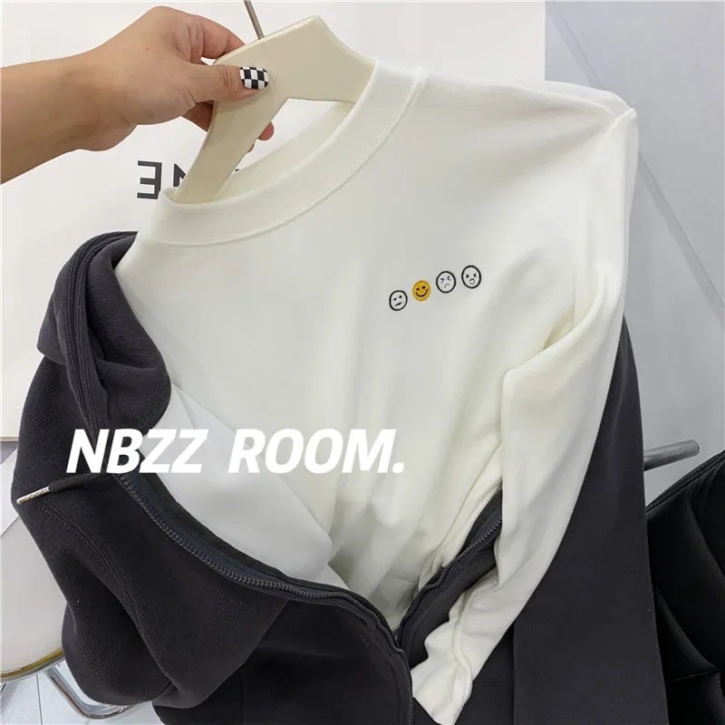 Small Stand-Collar Embroidered Double-Sided Velvet Bottoming Shirt Western Style Overlapping Slim-Fit Sanding Long-Sleeved Sanding Top - Image 2