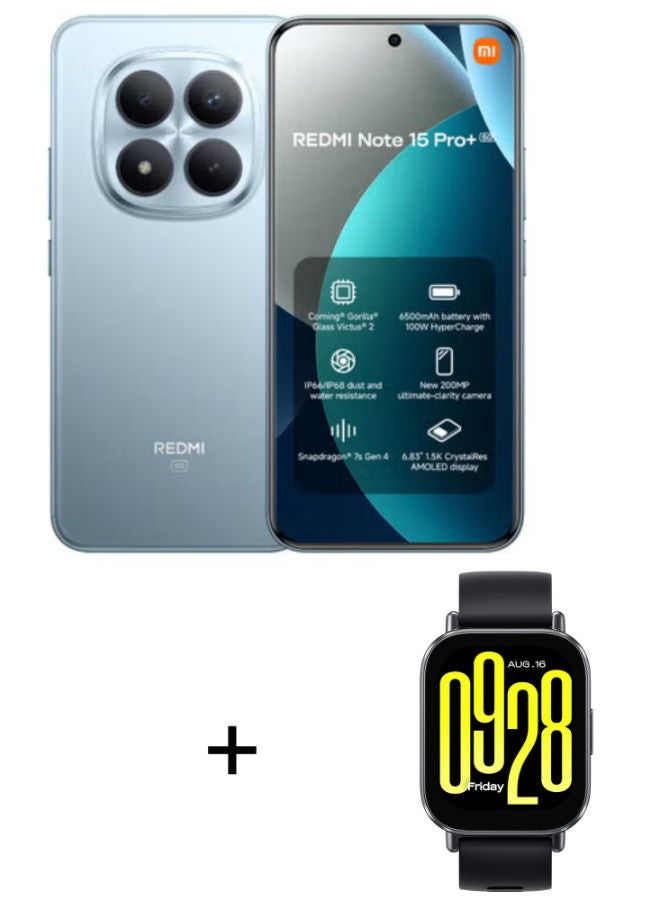 Xiaomi Redmi Note 15 Pro+ Dual SIM Glacier Blue 12GB RAM 512 5G With Free Redmi Watch Active 5  (Color of gift may vary) - Image 1