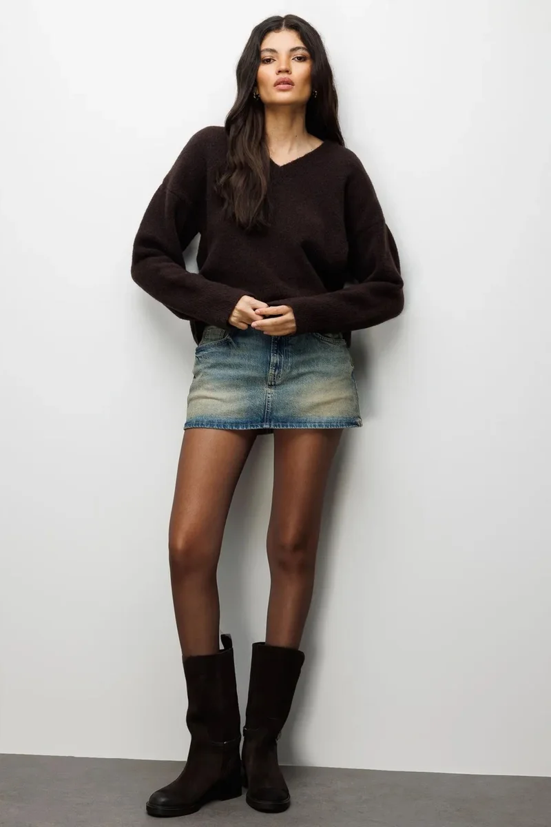 Mixray MIXRAY V-Neck Long Sleeve Sweater