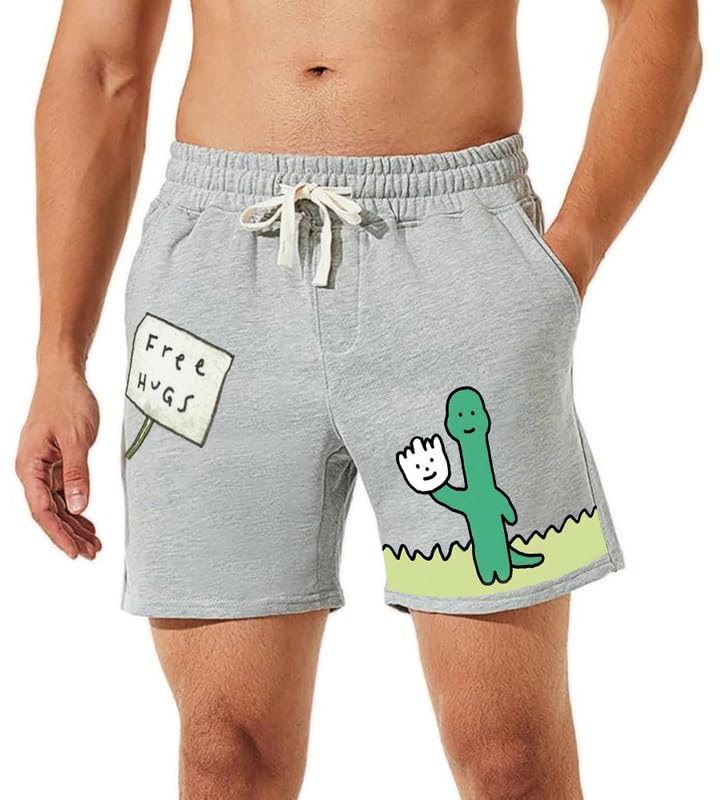 hotfits Men's Casual Cotton All Season Soft Feel Fabric Printed Boxer Shorts,Workout Shorts, Elastic Waist Running Shorts with 2 Side Pockets - Pack of 1 - XXL Grey - Image 1
