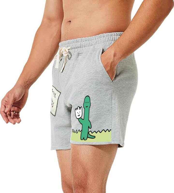 hotfits Men's Casual Cotton All Season Soft Feel Fabric Printed Boxer Shorts,Workout Shorts, Elastic Waist Running Shorts with 2 Side Pockets - Pack of 1 - XXL Grey - Image 4