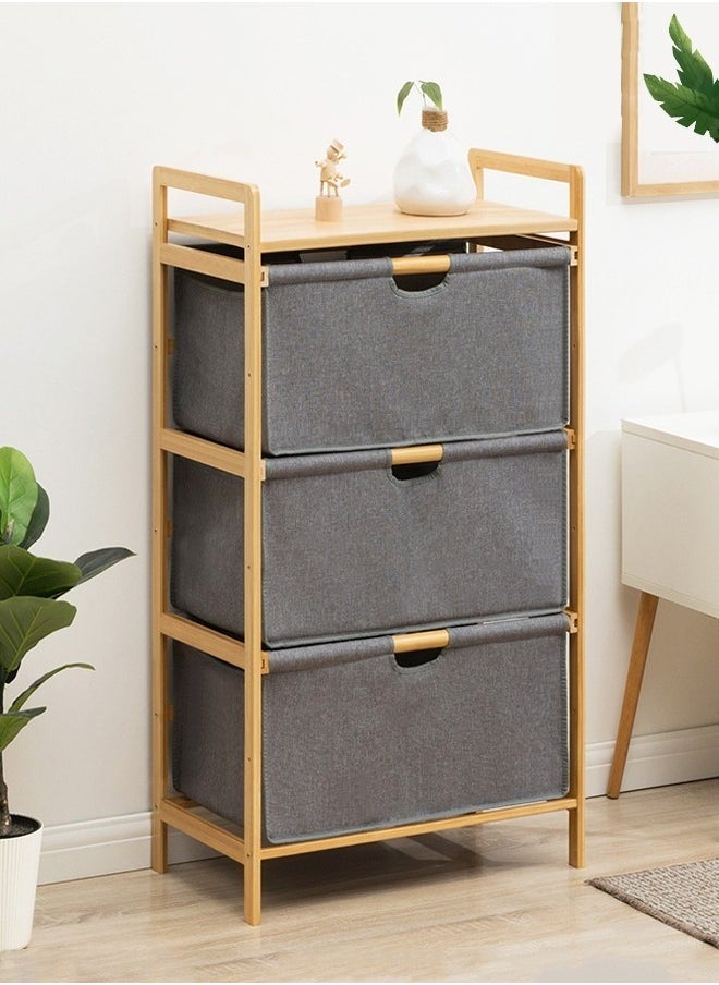 Monnalisa 3-Layer Storage Rack Drawer Style Bedroom Storage Rack Bathroom Storage Rack Bamboo Wood Structure 96 * 60 * 32 cm  - Image 1