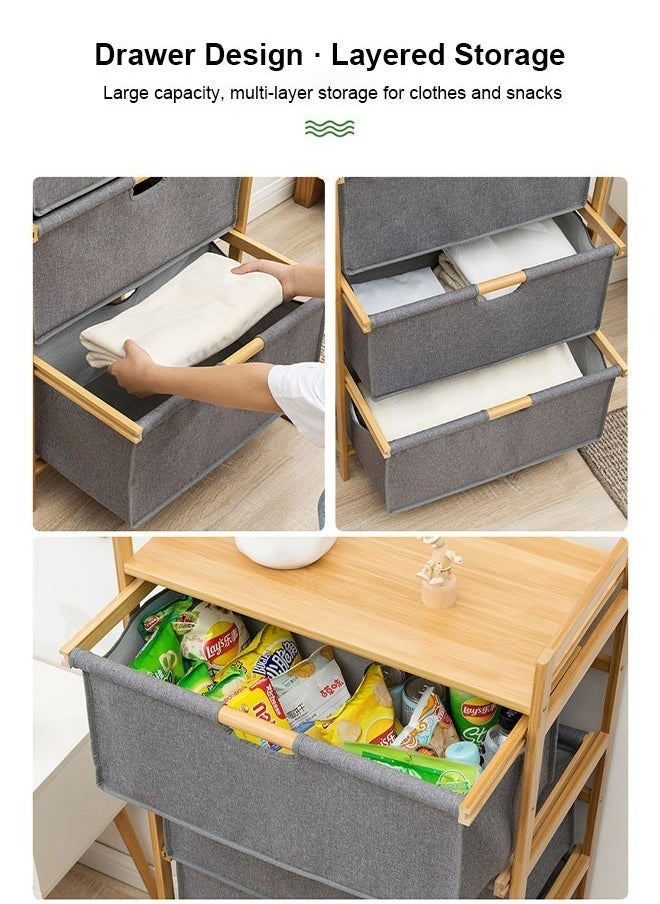 Monnalisa 3-Layer Storage Rack Drawer Style Bedroom Storage Rack Bathroom Storage Rack Bamboo Wood Structure 96 * 60 * 32 cm  - Image 3