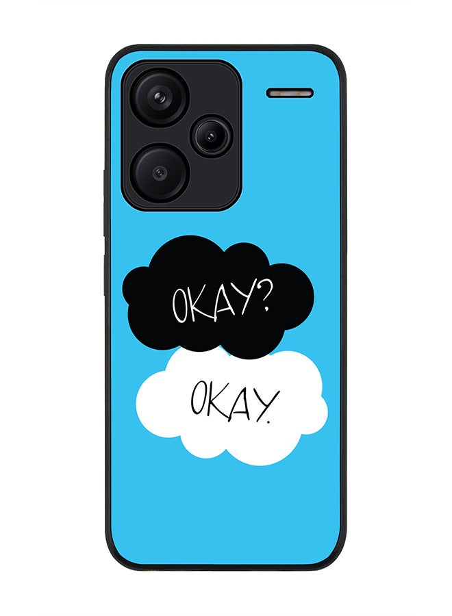 Stylizedd Rugged Black Edge Case for Xiaomi Redmi Note 13 Pro Plus, Slim fit Soft Case Flexible Rubber Edges Anti Drop TPU Gel Thin Cover -  Okay Okay - Image 1