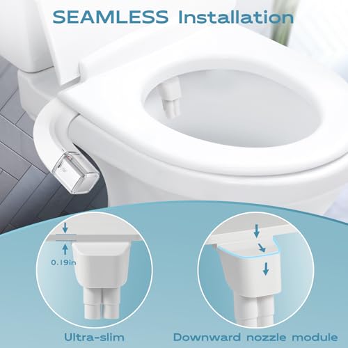 Shineforu Ultra-Slim Bidet Dual Mode Bidet Attachment for Toilet, Bidet Toilet Seat Attachment with Pressure Controls(Feminine/Posterior Wash),Easy to install Design Non-Electric Bidet - Image 4