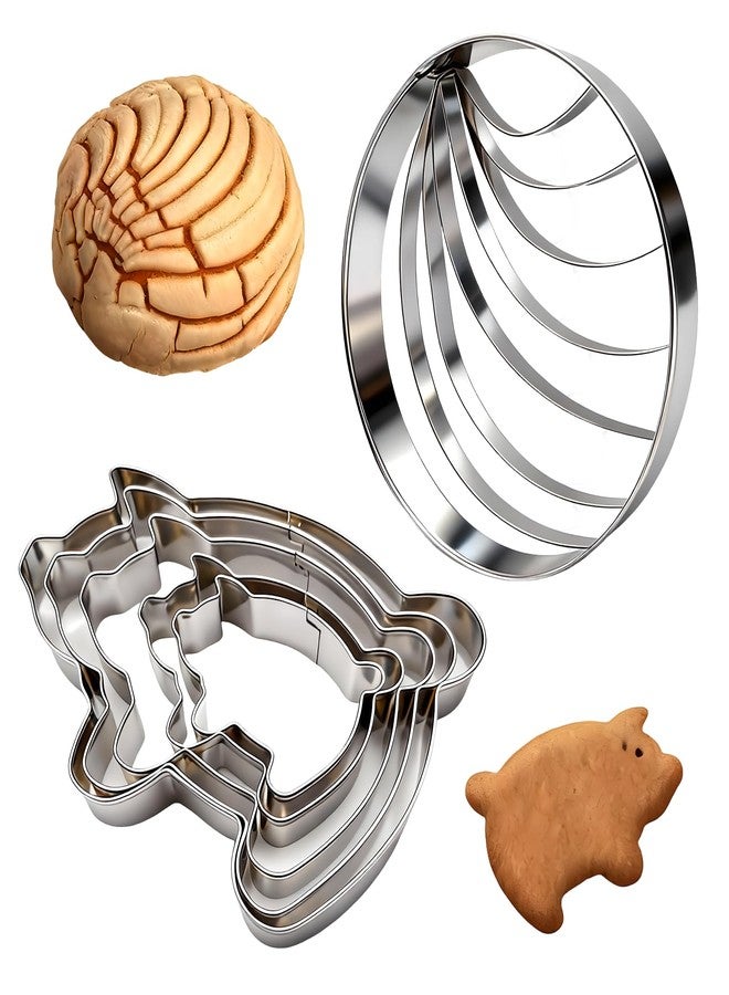 Creztail Stainless Steel Concha & Marranito Pastry Stamp Set - Traditional Mexican Baking Tools for Sweet Bread, Cookies, and Creative Pastries (2PCS) - Image 1