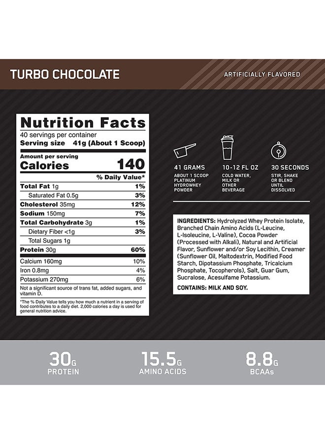 Optimum Nutrition Platinum Hydro Whey Protein - Turbo Chocolate - 1.64 Kg - Image 3