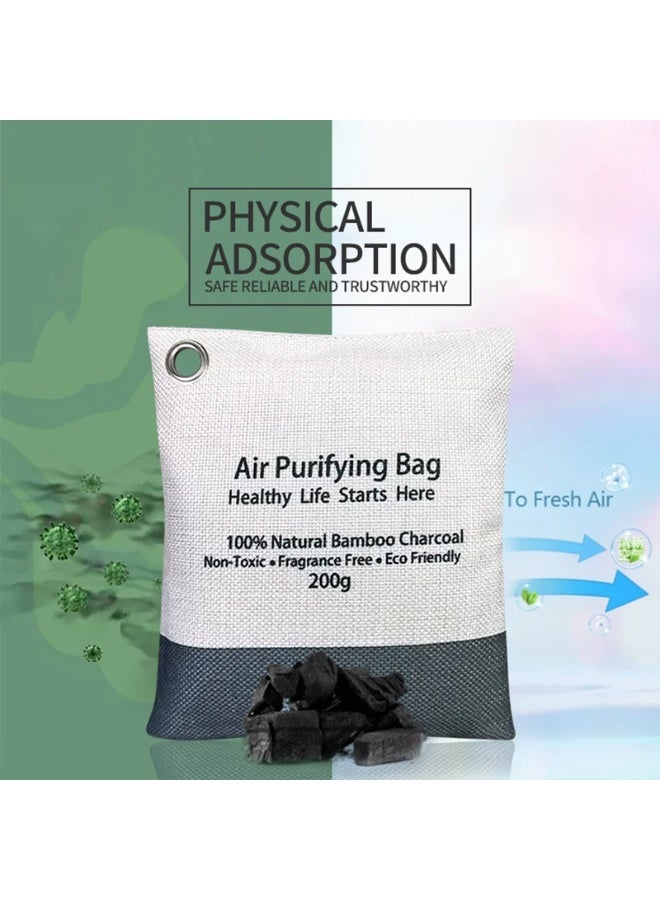 عبوتان من أكياس الفحم النشط لتنقية الهواء بوزن 200 جم | أكياس تنقية هواء من الفحم النباتي لإزالة الروائح والرطوبة | مزيل روائح ومنقٍ للهواء للمنزل والسيارة والخزانة والحمام | تمتص الفورمالديهايد وتحافظ على انتعاش الهواء - Image 3