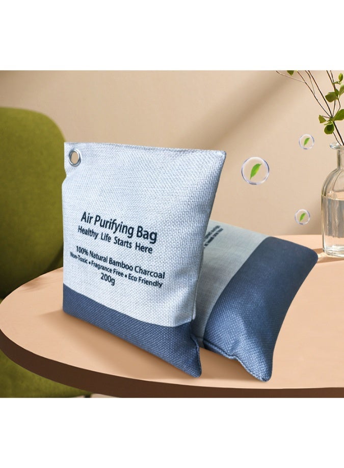 عبوتان من أكياس الفحم النشط لتنقية الهواء بوزن 200 جم | أكياس تنقية هواء من الفحم النباتي لإزالة الروائح والرطوبة | مزيل روائح ومنقٍ للهواء للمنزل والسيارة والخزانة والحمام | تمتص الفورمالديهايد وتحافظ على انتعاش الهواء - Image 1