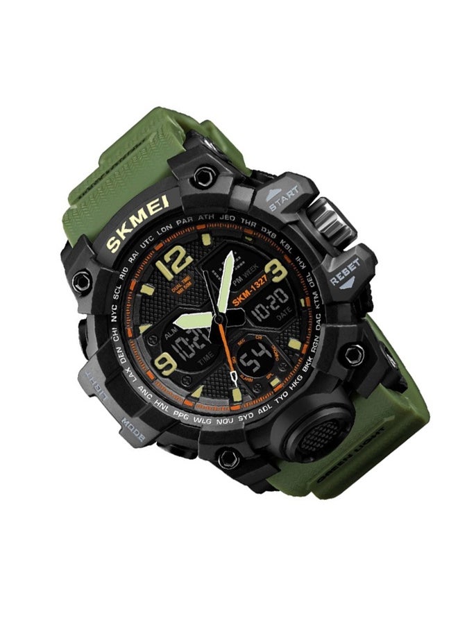 Men's Water Resistant Analog & Digital Watch 3858 - 55 mm - Army Green