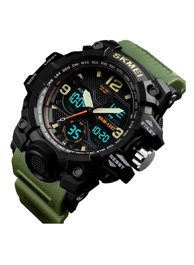 Men's Water Resistant Analog & Digital Watch 3858 - 55 mm - Army Green