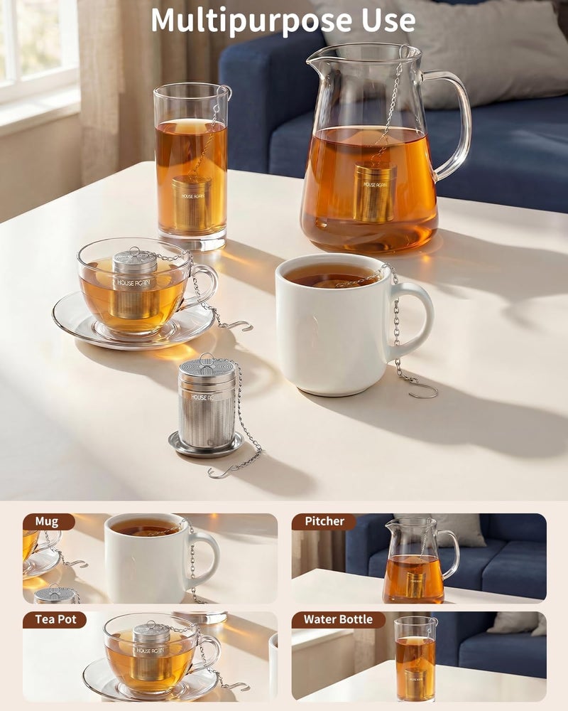 HOUSE AGAIN 2 Pack Tea Infusers, Extra Fine Mesh Tea Strainers for Loose Tea, Updated Slim Threaded Lid & 304 Stainless Steel, Loose Leaf Tea Steeper for Brew Tea Spices & Seasonings - Image 5