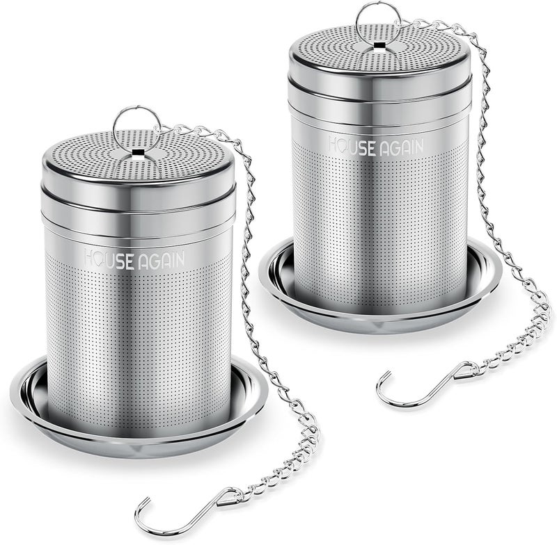 HOUSE AGAIN 2 Pack Tea Infusers, Extra Fine Mesh Tea Strainers for Loose Tea, Updated Slim Threaded Lid & 304 Stainless Steel, Loose Leaf Tea Steeper for Brew Tea Spices & Seasonings - Image 1