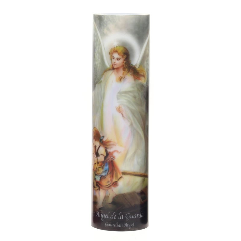 Stonebriar The Saints Collection Guardian Angel Flickering LED Prayer Candle with Automatic Timer Religious Gift Ideas for Mom Dad Sister Brother and Friends 8 Inches 1 Count Pack of 1