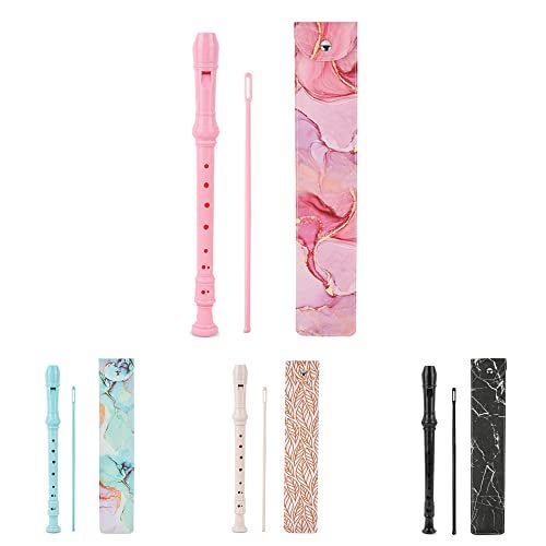 Jasenna Recorder Instrument for Beginner Adults,8-Hole Soprano Descant Recorder Music Flute with with Cleaning Rod & Leather Case For Home Entertainment(2-Pink Splash-ink） - Image 2