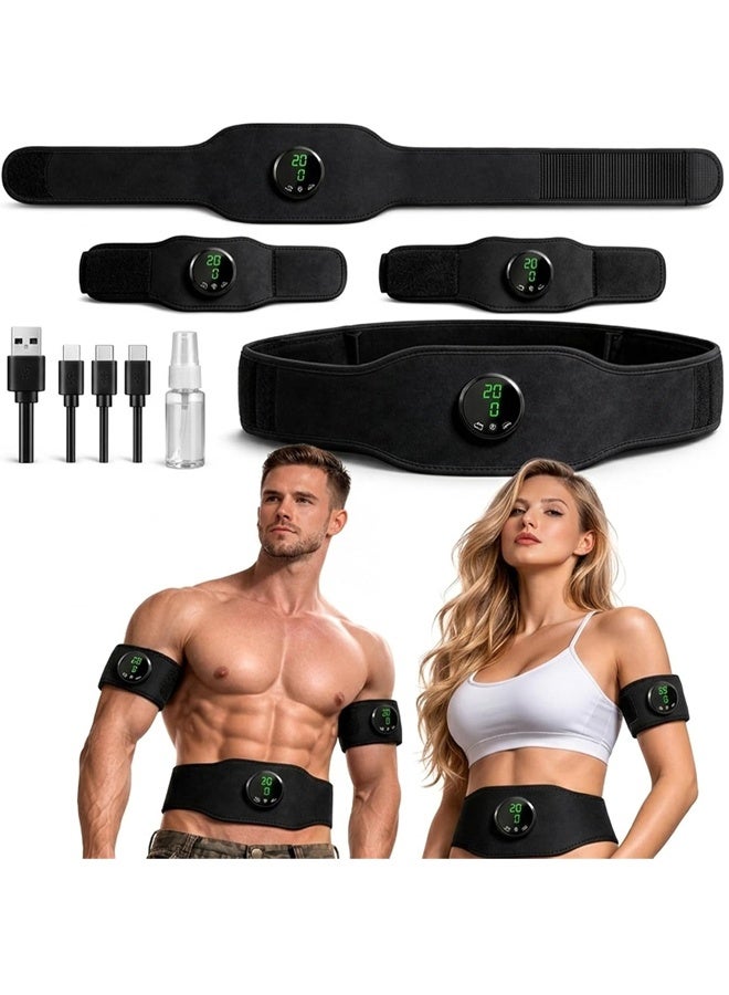 Ab Trainer Belt, USB Rechargeable Portable Muscle Stimulator with 12 Modes 19 Intensity Levels, Wireless Body Fitness Belt for Abdominal Arm Leg Training, Muscle Relaxation for Office Sitting Fatigue Relief - Image 1
