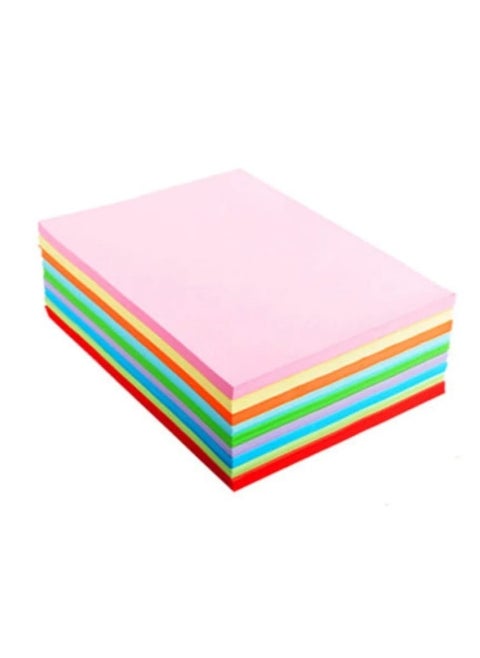 Multi-colored A4 paper, 80 grams, for photocopying and printing, consisting of 10 assorted colors, pack of 100 sheets