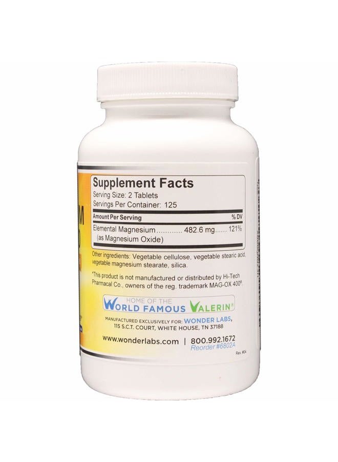 Wonder Laboratories Wonder Labs Magnesium Oxide 400, 483mg of Magnesium Oxide Pharmaceutical Grade** Compare to MAG-OX 400 ® - 250 Tablets - Image 2