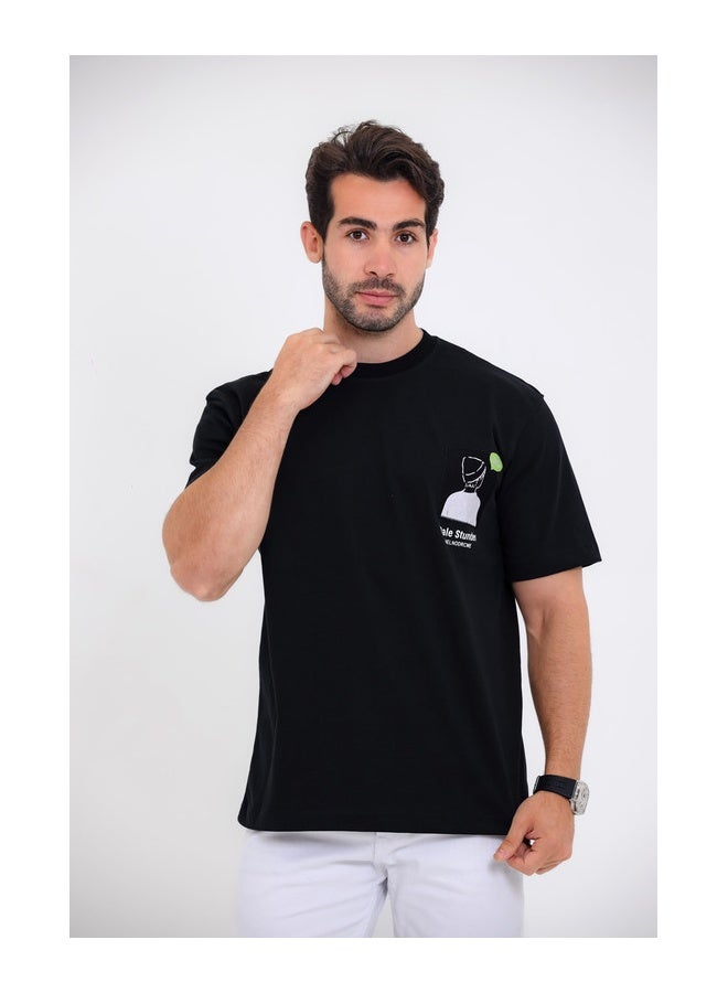 WHITE RABBIT "Bale Stunder" Printed Black T-Shirt - Image 1