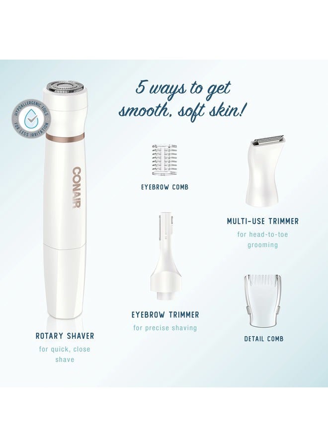 CONAIR All-In-1 Facial Hair Removal for Women, Cordless Electric Trimmer, Perfect for Face, Ear/Nose, Eyebrows, and Bikini Lines  - Image 2