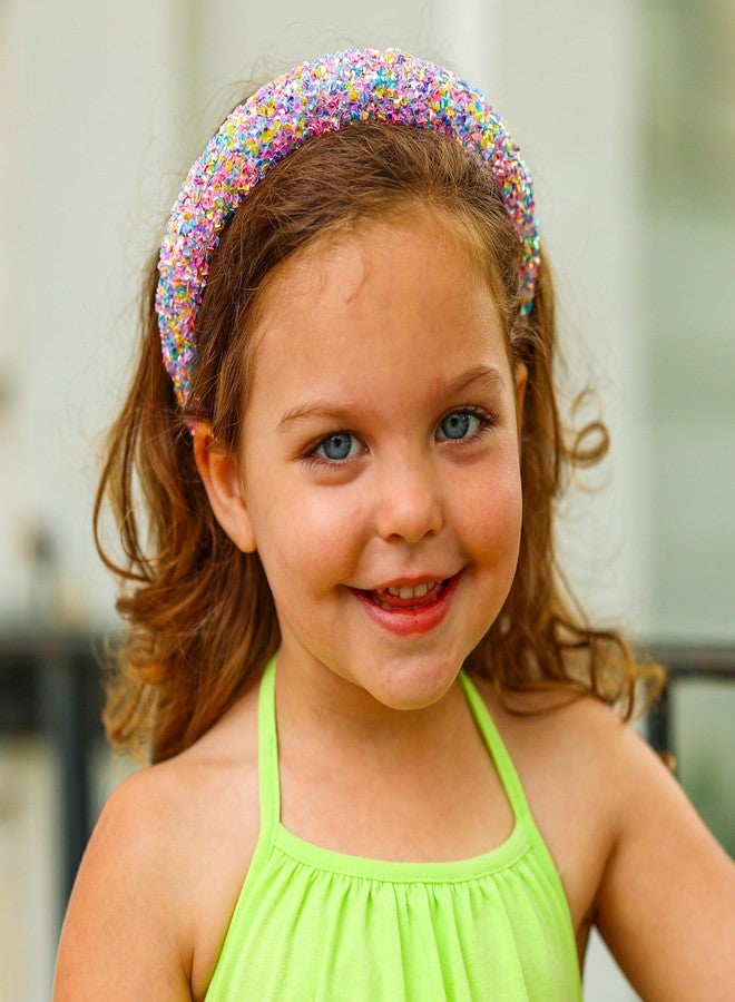 FROG SAC Headbands for Girls - Rainbow Sequin Padded Head Bands for Kids, Sparkly Toddler Headband, Puffy Sparkle Beaded Hair Band Accessories, Easter Basket Fillers Stocking Stuffers - Image 5