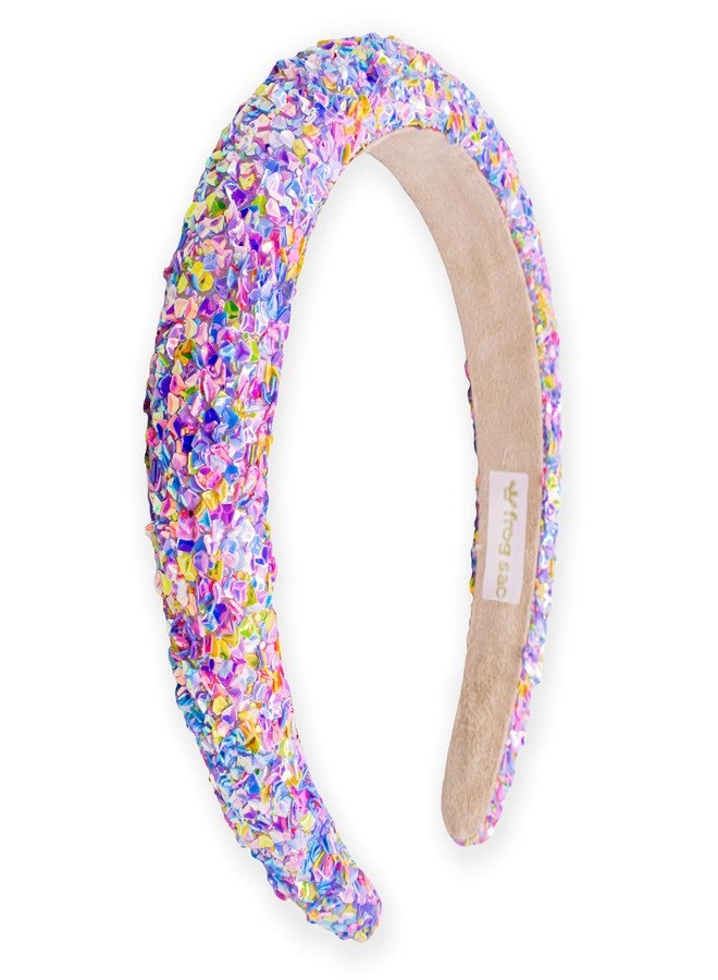 FROG SAC Headbands for Girls - Rainbow Sequin Padded Head Bands for Kids, Sparkly Toddler Headband, Puffy Sparkle Beaded Hair Band Accessories, Easter Basket Fillers Stocking Stuffers - Image 1