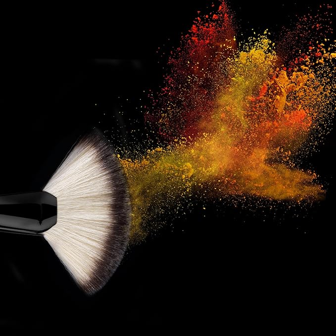 Luxspire Large Loose Powder Brush Flat Kabuki Brush Soft Face Mineral Powder Foundation Brush Blush Brush for Blending Makeup Highlighting Black