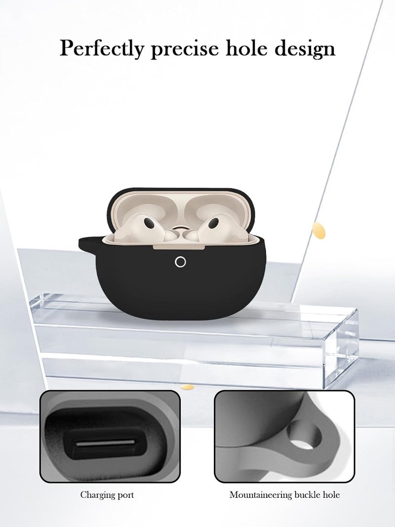 SJet Huawei FreeBuds Pro 5 Case Cover with Cleaner Kit and Keychain, Soft Silicone Protective Case Cover for FreeBuds Pro 5 (Black) - Image 4