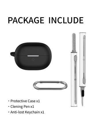 Huawei FreeBuds Pro 5 Case Cover with Cleaner Kit and Keychain, Soft Silicone Protective Case Cover for FreeBuds Pro 5 (Black) - view 2