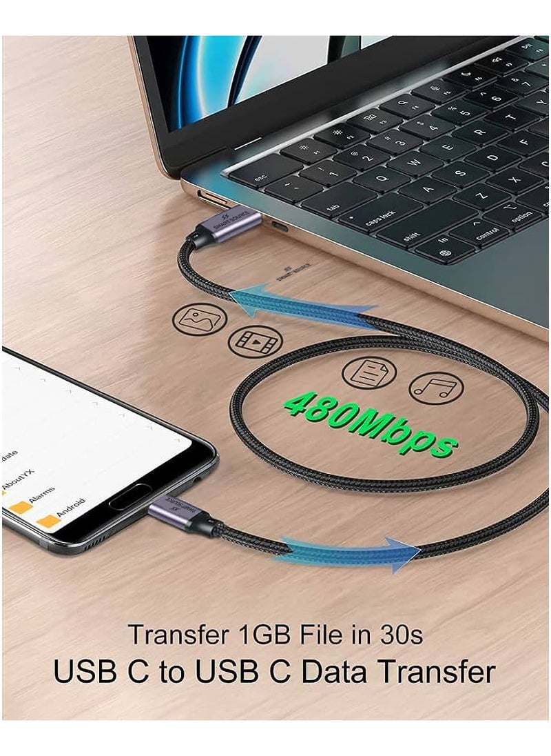 SMART SOURCE - 【2M】100W USB C Fast Charging Cable, PD 3.0 5A USB-C to USB-C Cable, Compatible with iPhone 16 15, Series MacBook, iPad-Pro, Samsung S25 S24 S23 S22 Ultra Huawei, Google Pixel 7/6A PS5 Type C Cable - Image 1