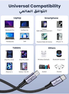 سمارت سورس 100 واط USB C إلى USB C كابل 2M، PD 3.0 5A كابل USB C للشحن السريع، متوافق مع سلسلة آيفون 15 ماك بوك برو، آيباد برو، سامسونج إس 24 ألترا S23/S22 هواوي، جوجل بيكسل 7/6A PS5 سويتش  - Image 2