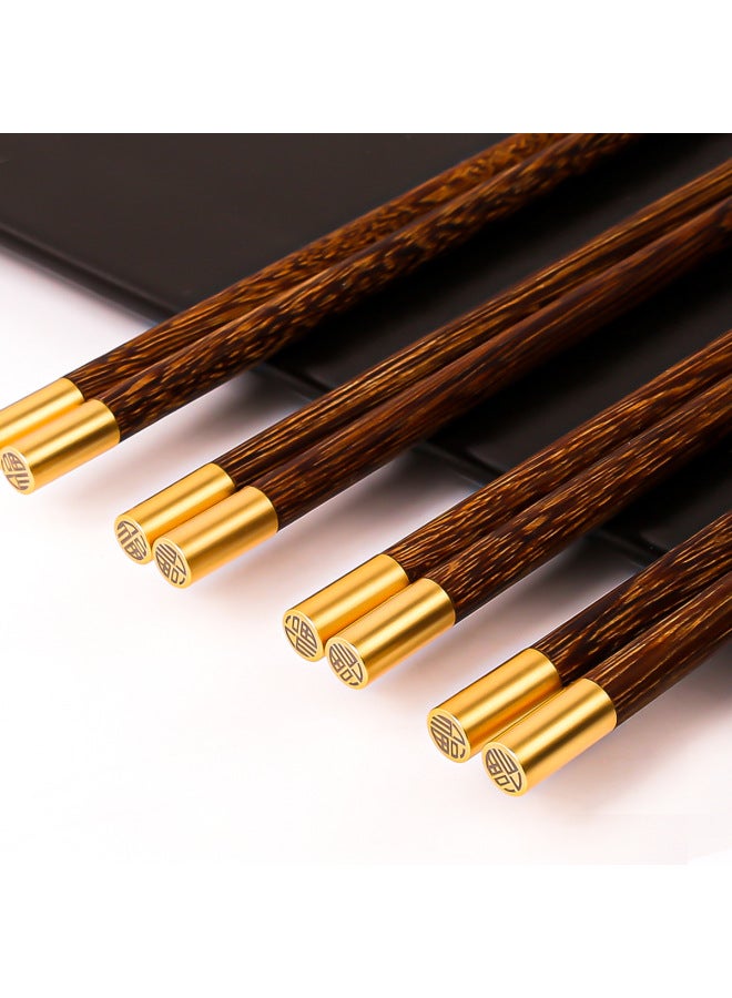 Chicken Wing Wooden Chopsticks Dome Fu Character Paint-free Wax-free Non-slip Non-mildew Community Group Purchase Supply Gift Chopsticks-Color:22.5CM Chicken Wing Wood Round Top Blessing ]  - Image 1