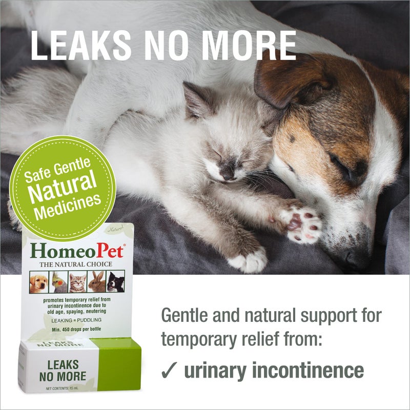 HomeoPet Leaks No More, Safe, Gentle, and Natural Cat and Dog Urinary Incontinence Relief, 15 Milliliters - Image 2