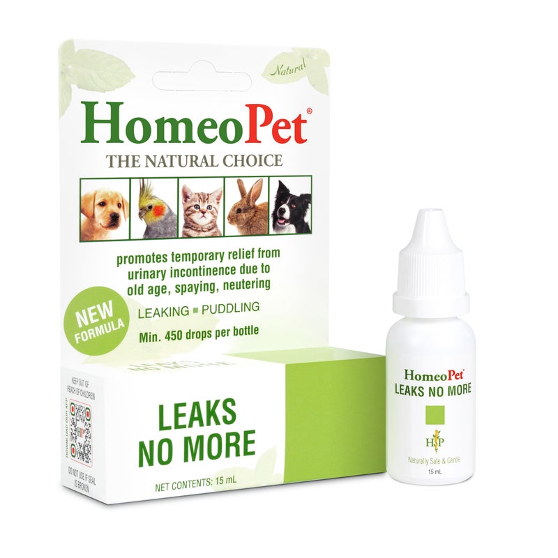 HomeoPet Leaks No More, Safe, Gentle, and Natural Cat and Dog Urinary Incontinence Relief, 15 Milliliters - Image 1
